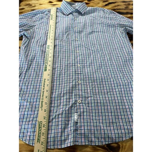Peter Millar Shirt Men Size Large Blue/Green/Pink Cotton Button Down Preppy City - Picture 3 of 13